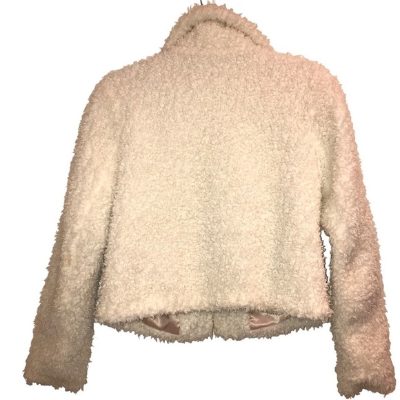 Forever 21 Cropped Faux Sherpa Fur Textured Jacket Cream Off White Woman’s Small - Picture 2 of 3